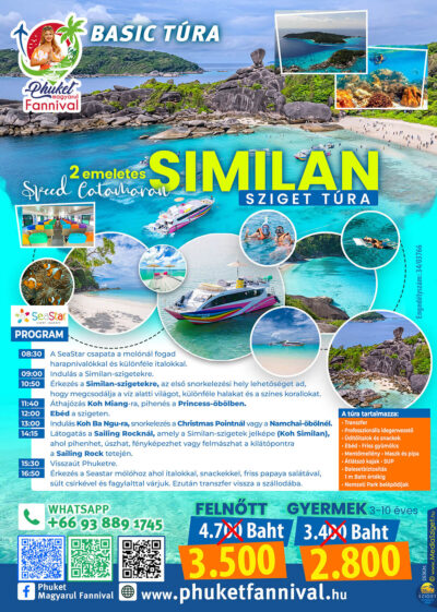 Similan-szigetek túra kétemeletes gyorskatamaránnal és Sailing Rock kilátóval – Phuket Fannival magyar nyelvű asszisztencia.